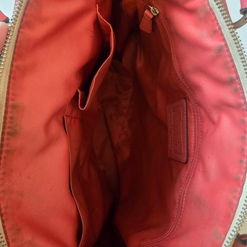 Coach Daisy Spectator Leather Tote F23922 SV/Vermillion - Picture 8 of 9
